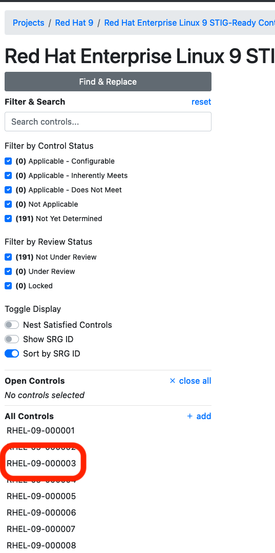 Selecting a Requirement